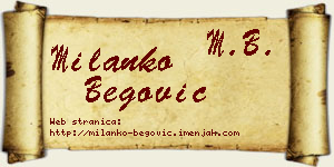 Milanko Begović vizit kartica
